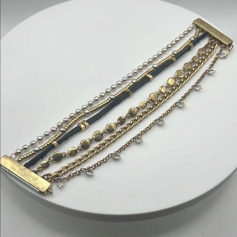 Lucky Brand Gold and Silver Multi-Strand Bracelet Magnetic Closure 7” 7 inches - Picture 2 of 3